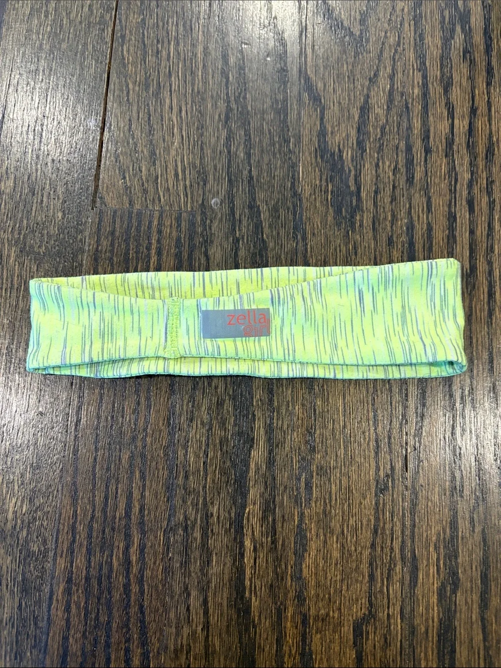 Zella Yellow Neon Stretch Fitness Headband with Silver Striations